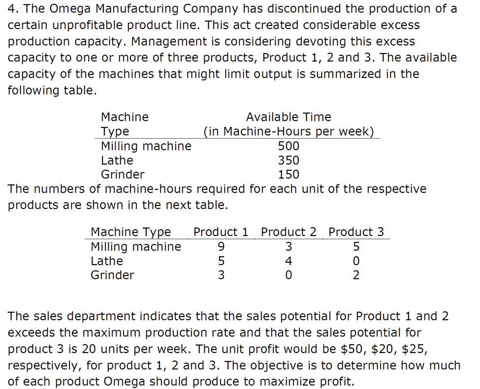 Solved 4. The Omega Manufacturing Company has discontinued Chegg