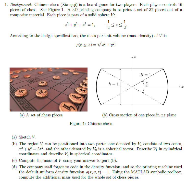 Solved 1 Background Chinese Chess Xiangqi Is A Board Chegg Com