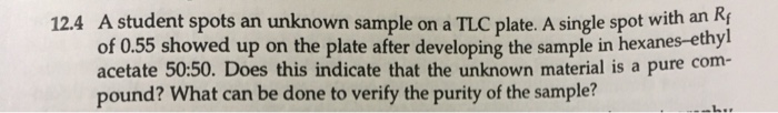 Solved 12.4 A student spots an unknown sample on a TLC | Chegg.com