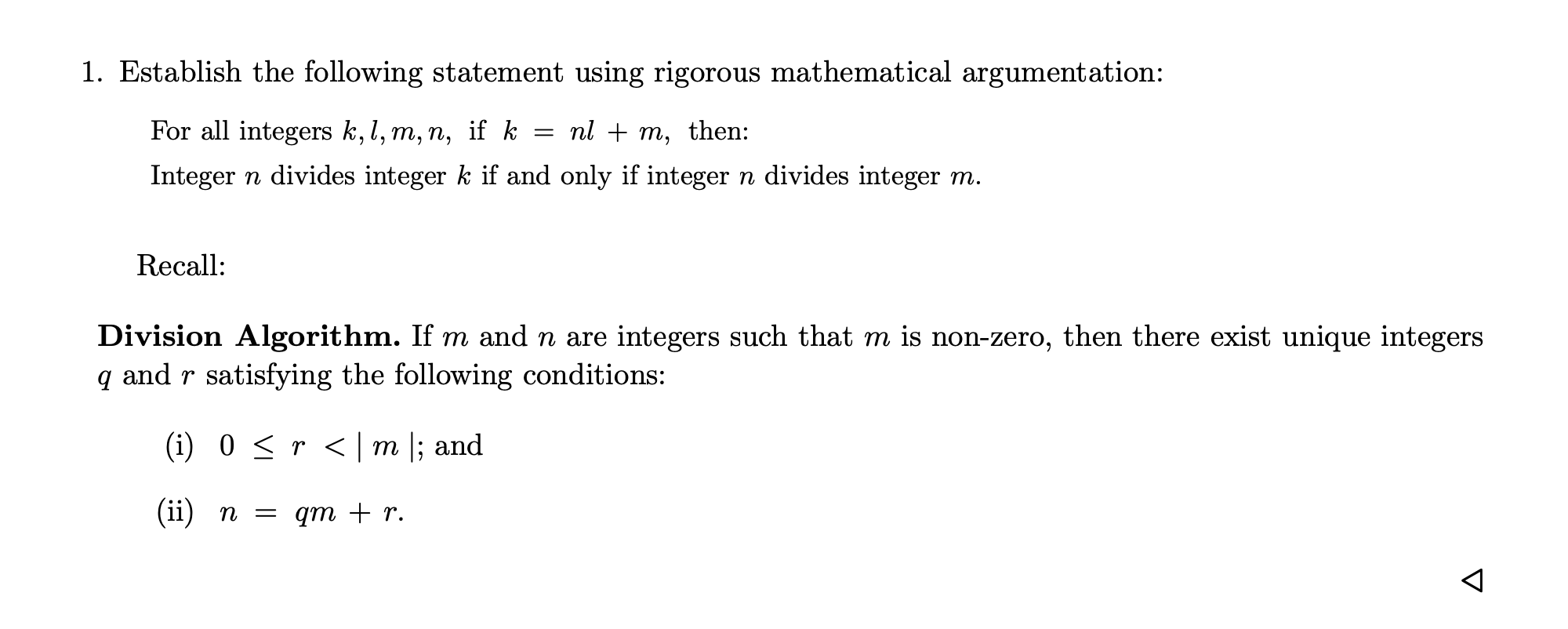 1 Establish The Following Statement Using Rigorous Chegg Com