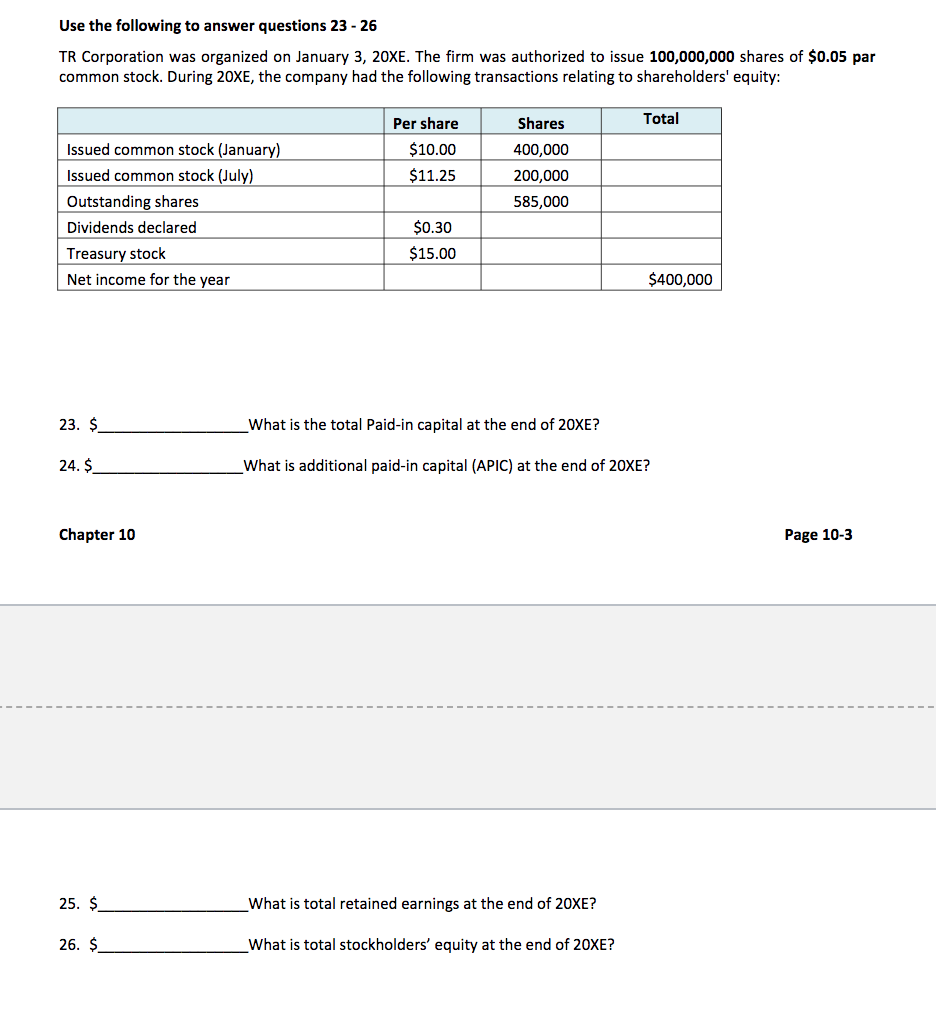 Solved Use the following to answer questions 23 - 26 TR | Chegg.com