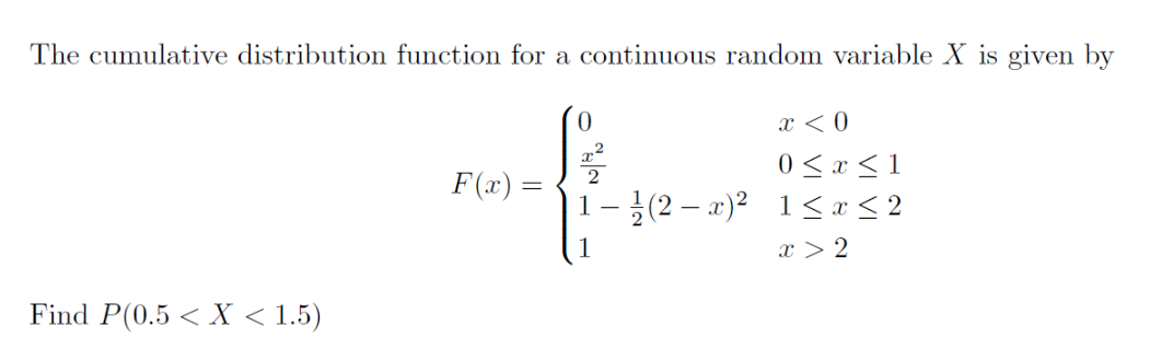 Solved The cumulative distribution function for a continuous | Chegg.com