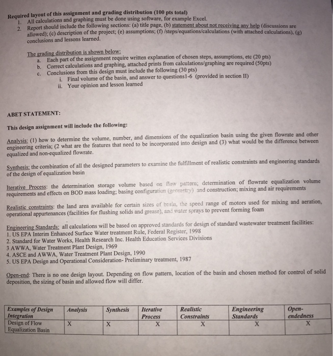 Background Equalization Basin for the Wastewater | Chegg.com