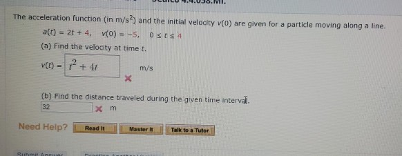 Solved VU J O.VII. The acceleration function (in m/s) and | Chegg.com