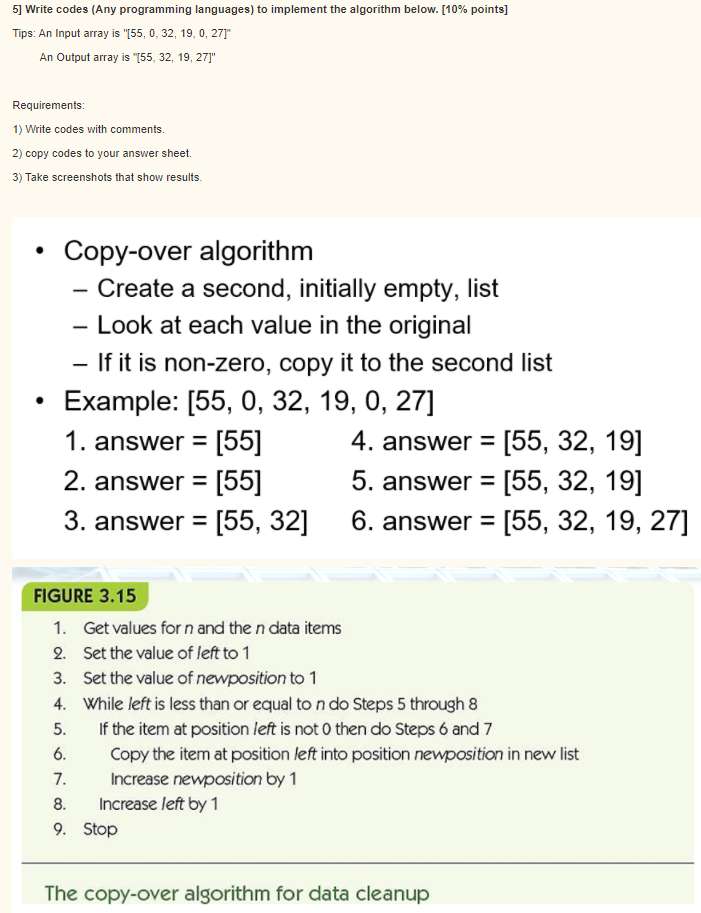 Solved 5] Write codes (Any programming languages) to | Chegg.com