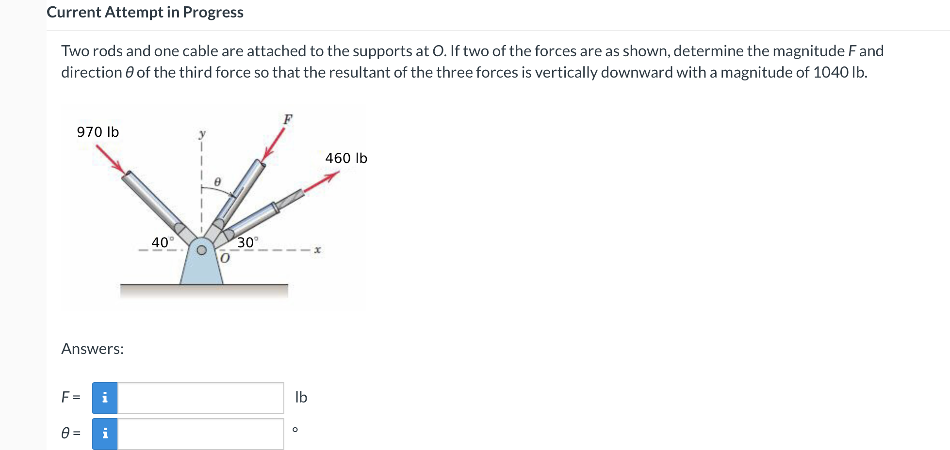 Solved Current Attempt in Progress Two rods and one cable | Chegg.com