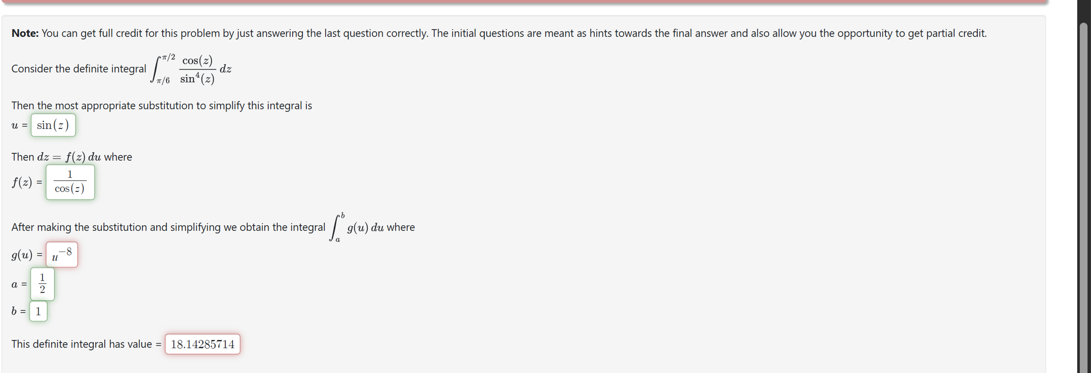 Solved Consider the definite integral | Chegg.com