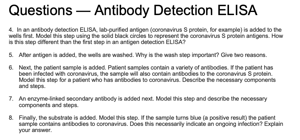 Solved Questions — Antibody Detection ELISA 4. In an | Chegg.com