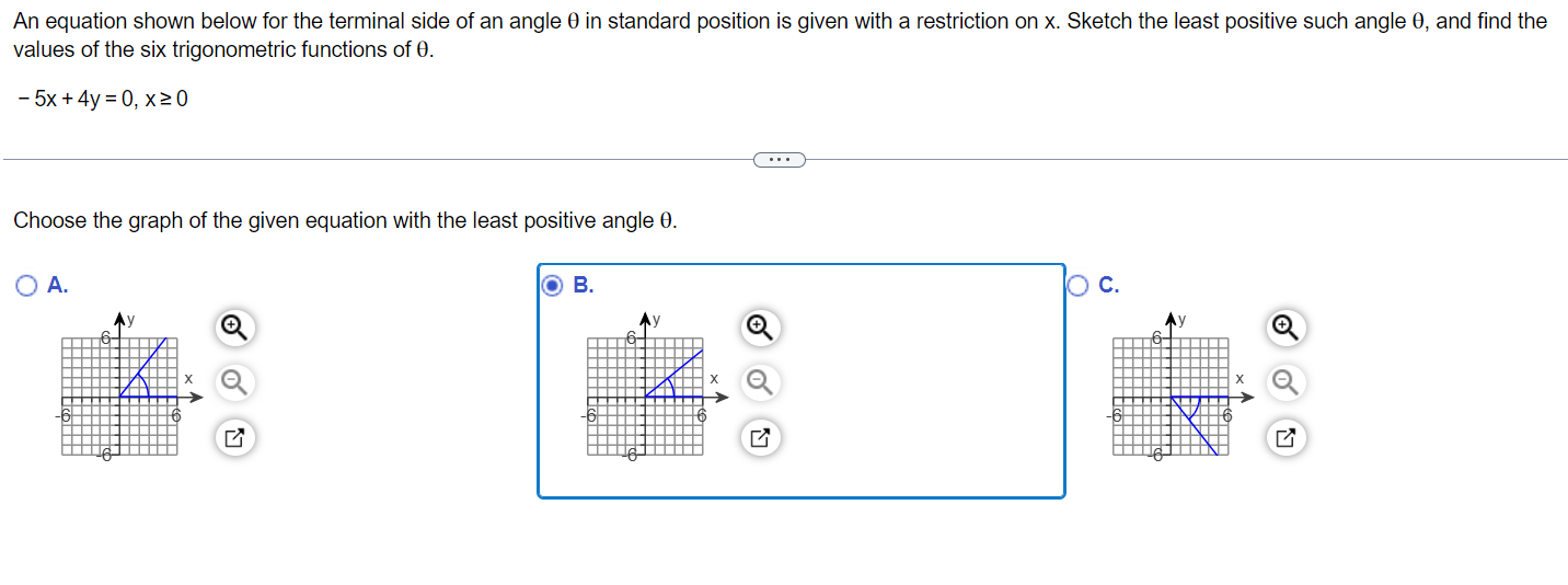 Solved An Equation Shown Below For The Terminal Side Of An | Chegg.com