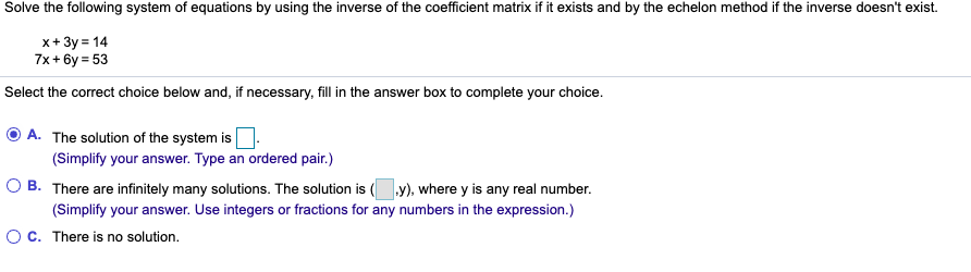 Solved Solve the following system of equations by using the | Chegg.com