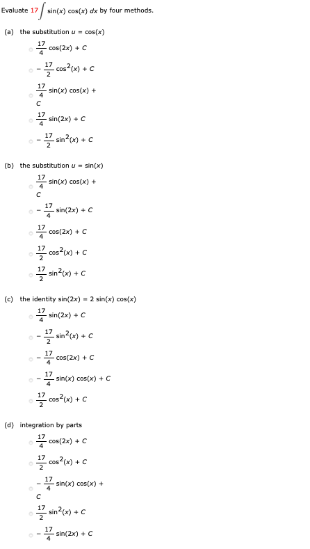 solved-evaluate-17-17-sin-x-cos-x-dx-by-four-methods-a-chegg