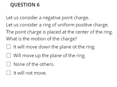 Solved QUESTION 6 Let us consider a negative point charge. | Chegg.com