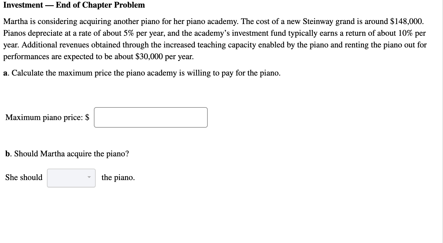 Solved Investment End Of Chapter Problem Martha Is | Chegg.com