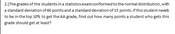 Solved 2.)The grades of the students in a statistics exam | Chegg.com