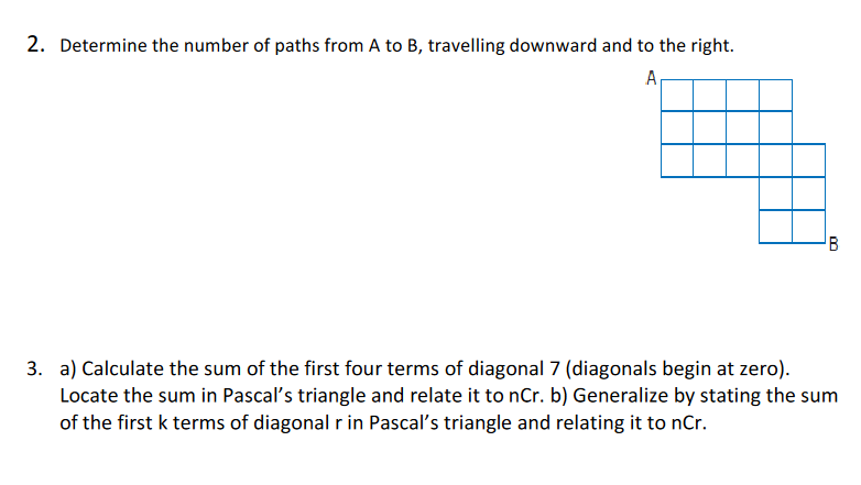 Solved 2. Determine The Number Of Paths From A To B, | Chegg.com