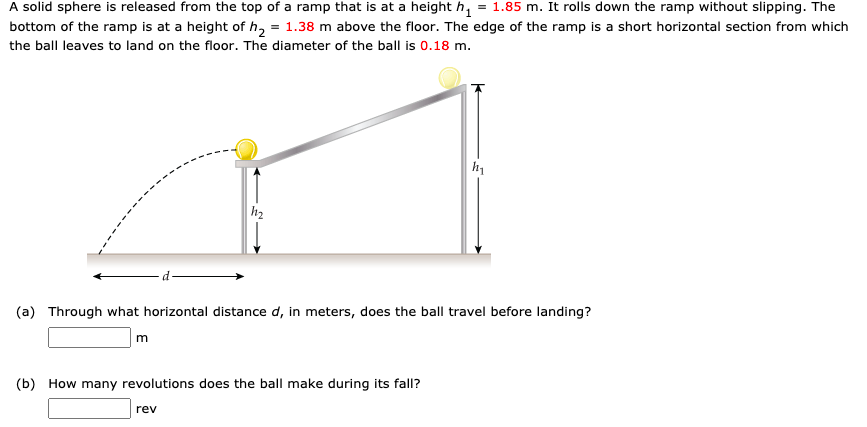 Solved A solid sphere is released from the top of a ramp | Chegg.com