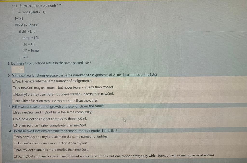 Solved Here is another version of a sorting function: def | Chegg.com