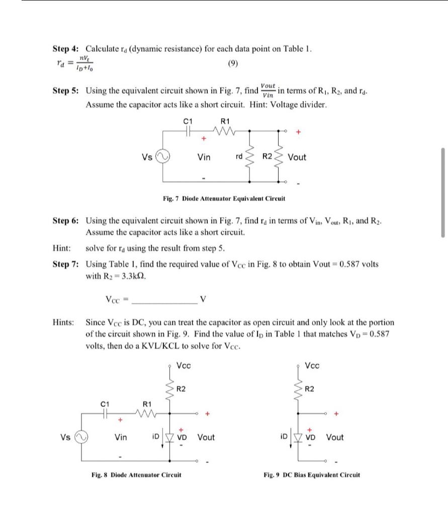 Solved Step 4: Calculate ra (dynamic resistance) for each | Chegg.com