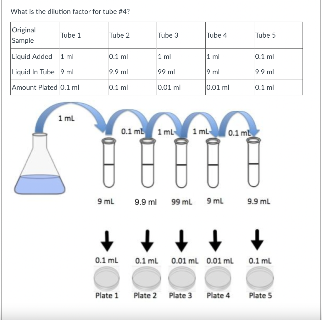 Solved What is the dilution factor for tube \#4? | Chegg.com