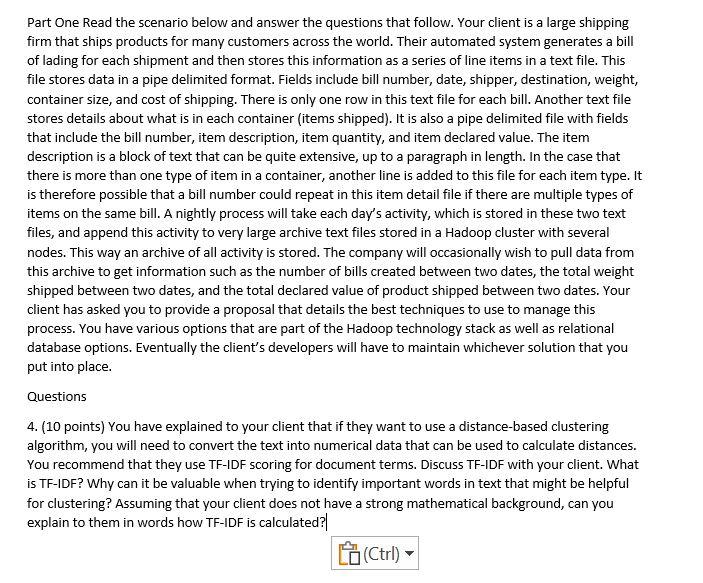 Solved Part One Read the scenario below and answer the | Chegg.com