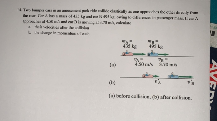 Solved 14. Two bumper cars in an amusement park ride collide | Chegg.com