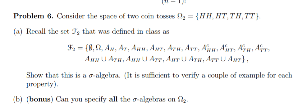 Solved Definition Let 12 O Be A Non Empty Set And F A C Chegg Com