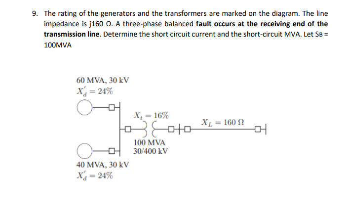 Solved 9. The rating of the generators and the transformers | Chegg.com