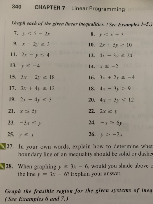 Solved 340 CHAPTER 7 Linear Programming Graph each of the | Chegg.com