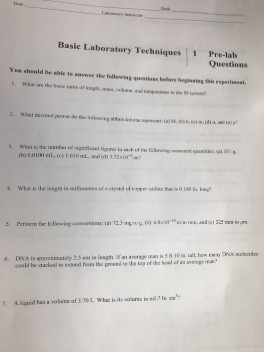 Solved Date Desk Laboratory Instractor Basic Laboratory