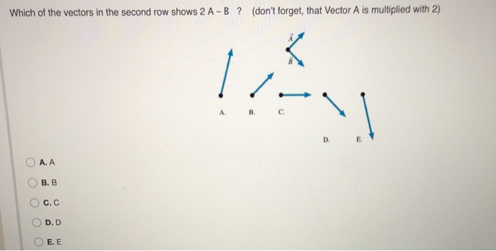 Solved Which of the vectors in the second row shows 2 A B