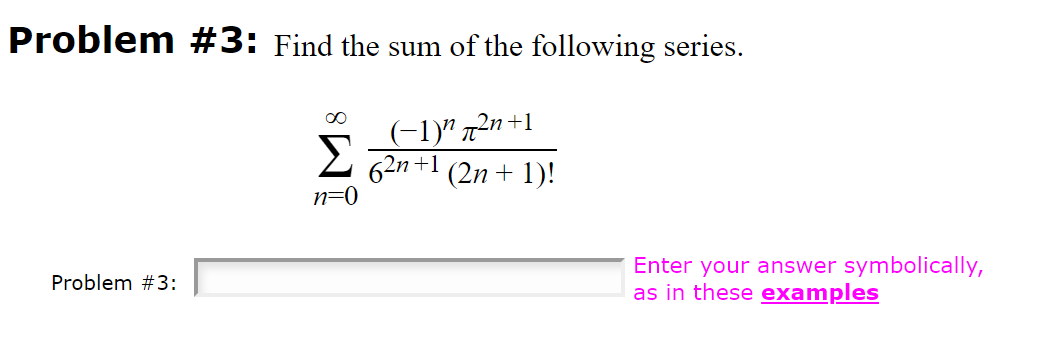 Solved Problem #3: Find the sum of the following series. | Chegg.com