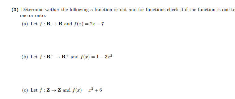 Solved (3) Determine wether the following a function or not | Chegg.com