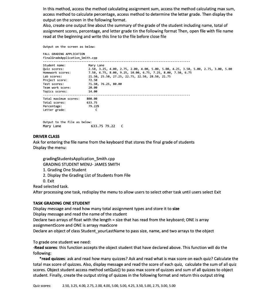 Solved DATA TYPE CLASS Class Student_yourLastName holds some | Chegg.com