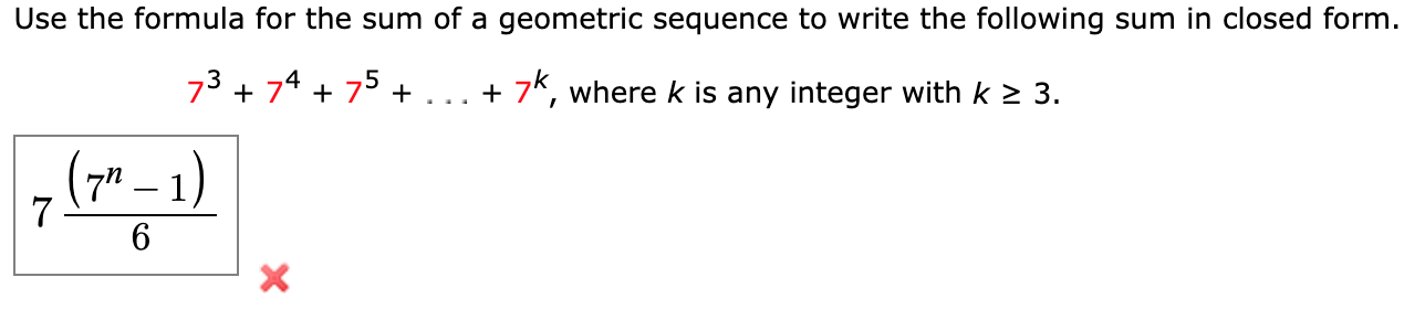 Solved Use the formula for the sum of a geometric sequence | Chegg.com