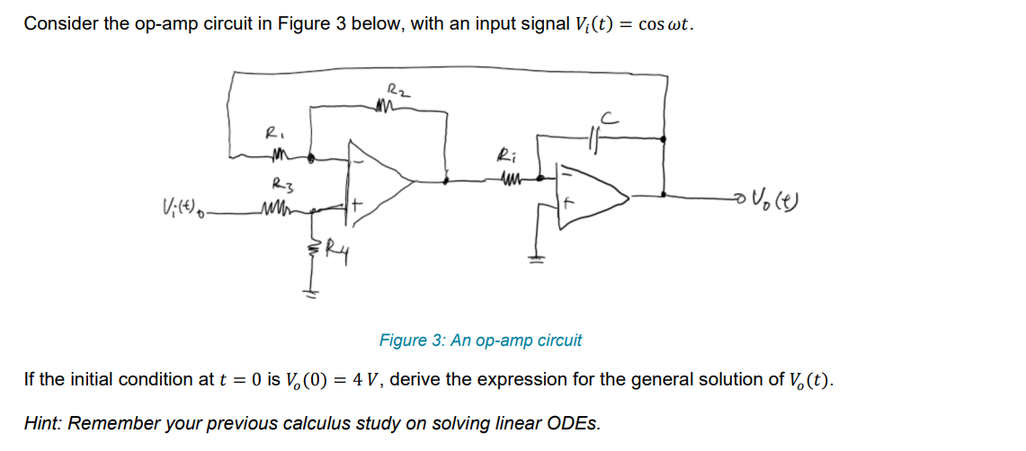 Solved Consider the op-amp circuit in Figure 3 below, with | Chegg.com