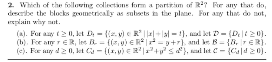 Solved 2. Which of the following collections form a | Chegg.com