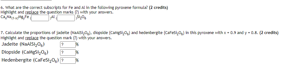 Solved 6. What are the correct subscripts for Fe and Al in | Chegg.com