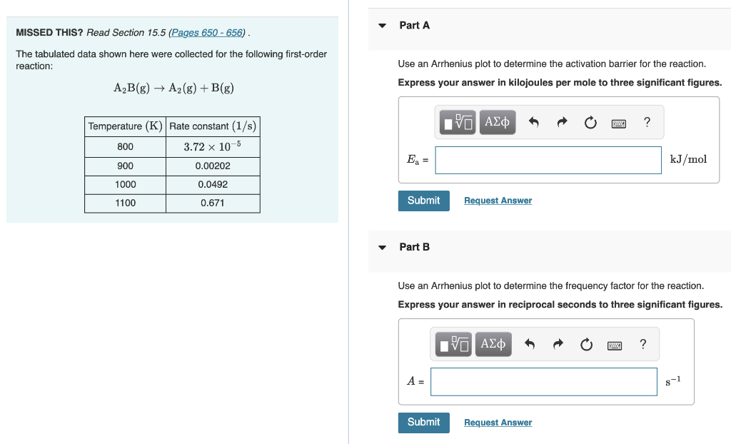 Solved Part A Missed This? Read Section 15.5 (pages 650 - 