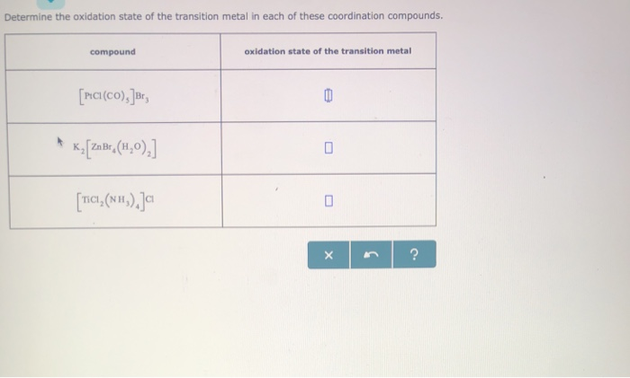 Solved Determine the oxidation state of the transition metal | Chegg.com