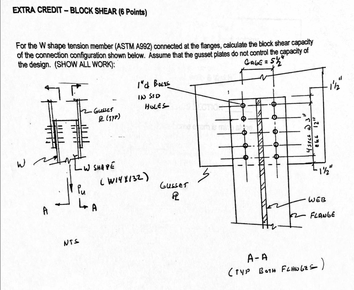 Solved For the W shape tension member (ASTM A992) connected | Chegg.com