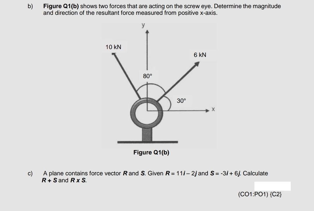 Solved B) Figure Q1(b) Shows Two Forces That Are Acting On | Chegg.com