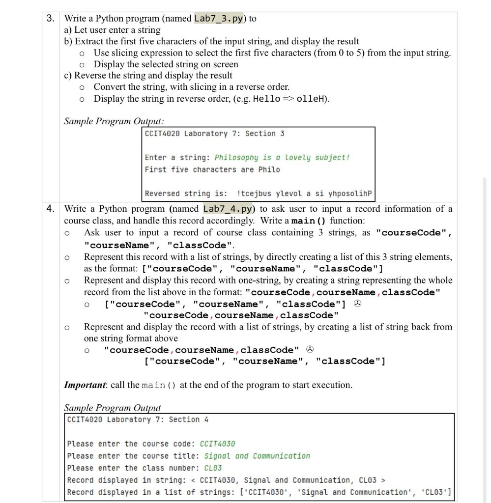 Solved Write a Python program (named Lab7_3.py) to a) Let | Chegg.com