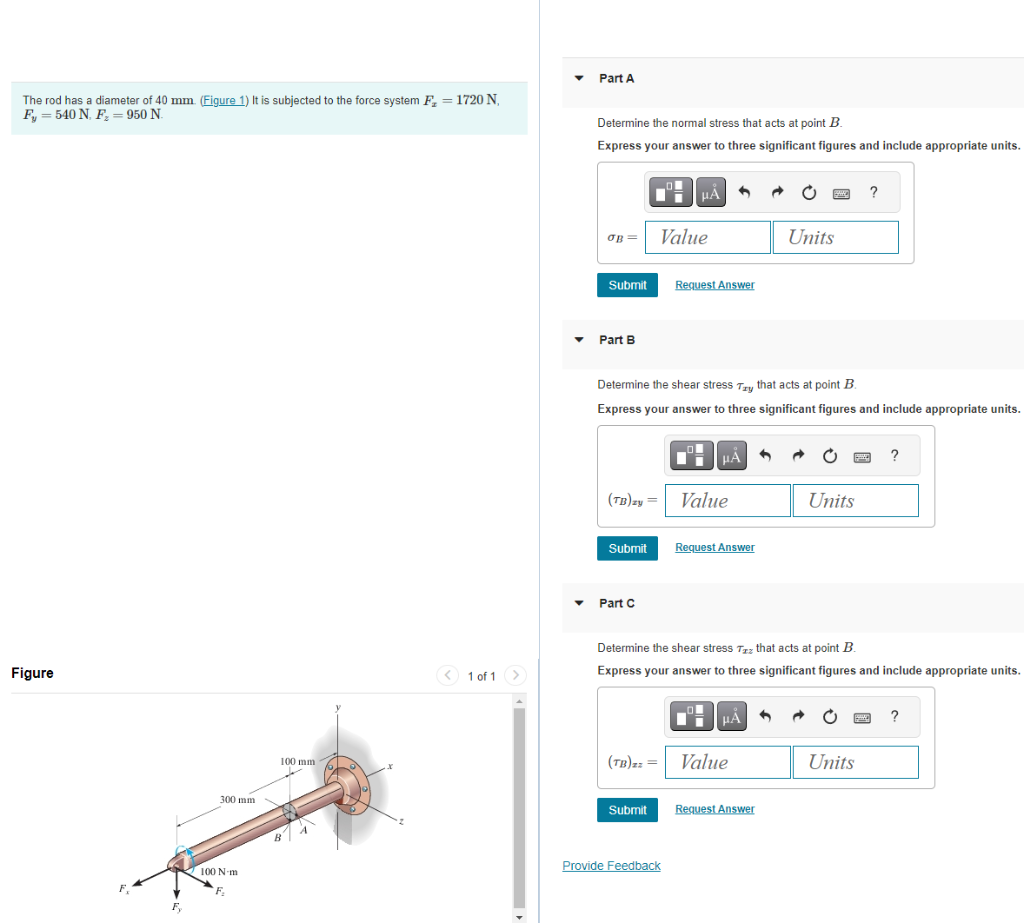Solved The rod has a diameter of 40 mm. (Figure 1) It is | Chegg.com