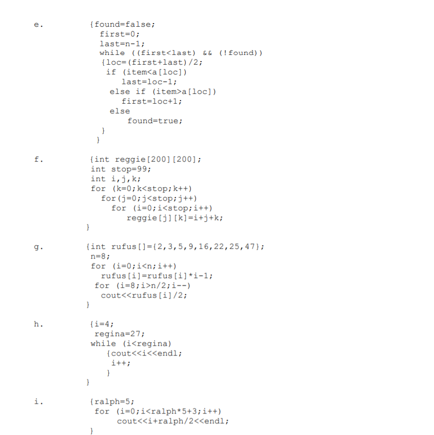 Solved For each of the blocks of code shown below, indicate | Chegg.com