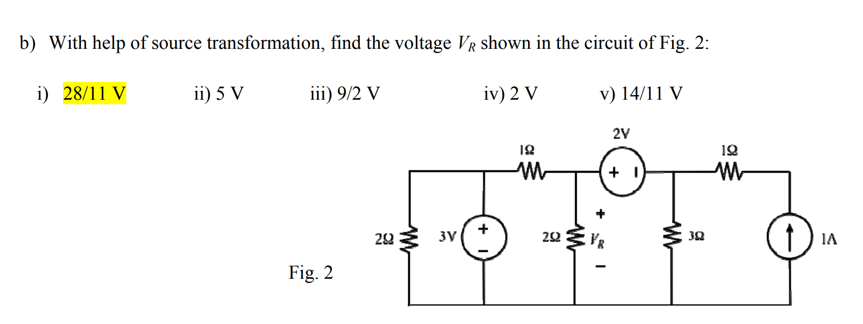 Solved B) With Help Of Source Transformation, Find The | Chegg.com