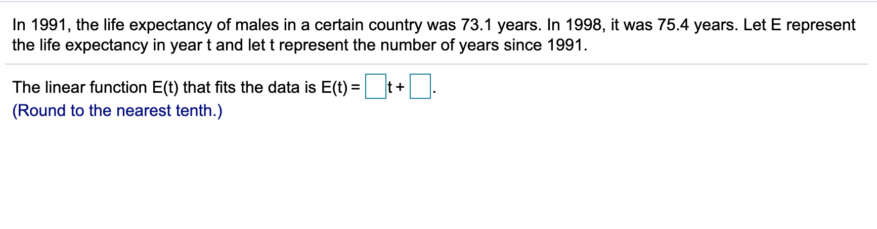 Solved In 1991, the life expectancy of males in a certain | Chegg.com