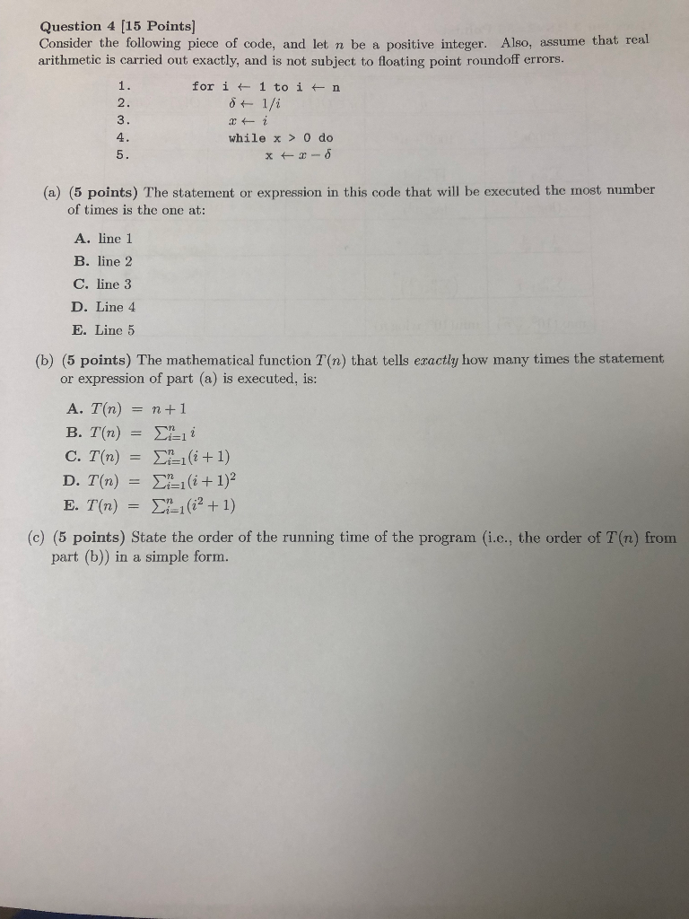 Solved Question 3 (18x2=36 Points) Fill in each of the empty | Chegg.com