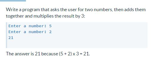 Solved Write A Program That Asks The User For Two Numbers, | Chegg.com