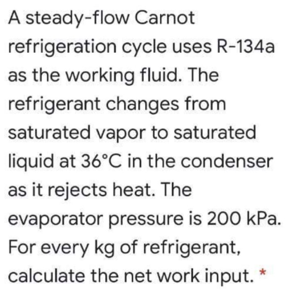 Solved A steadyflow Carnot refrigeration cycle uses R134a