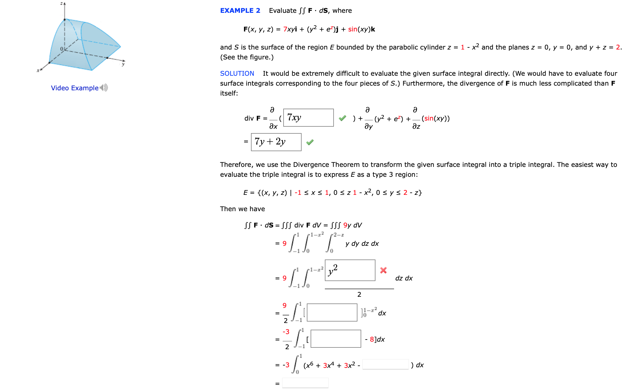 Solved Example 2 Evaluate Ssf Ds Where F X Y Z 7xyi Chegg Com